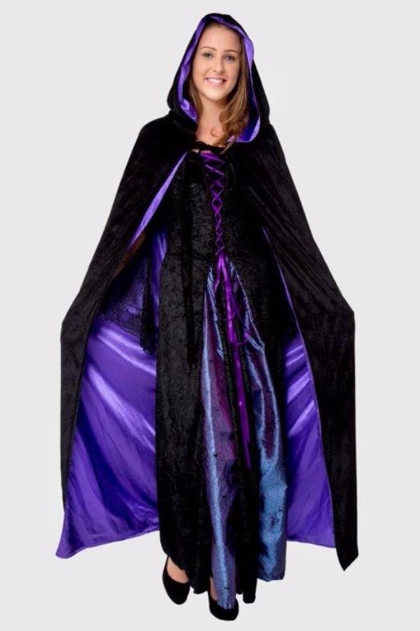 Cape Hooded Reversible Purple