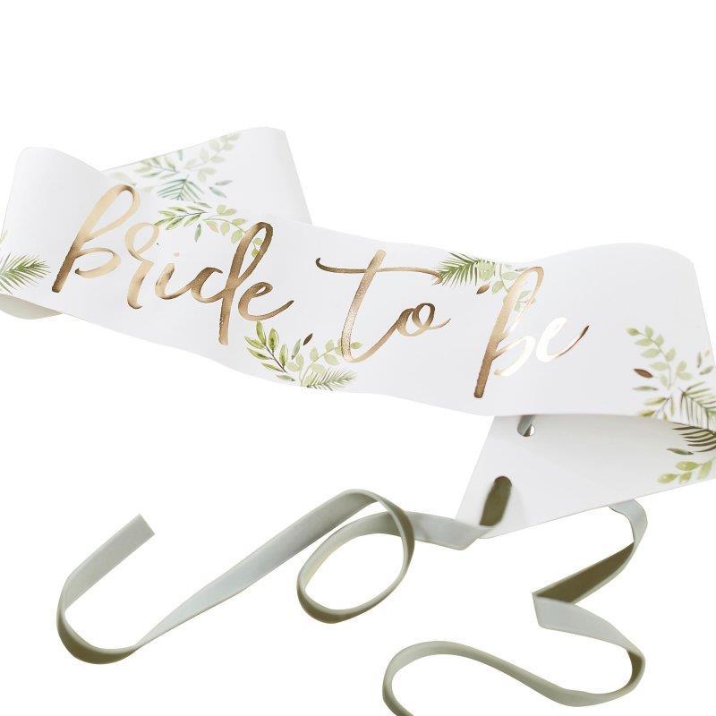 Botanical Hens Party Sash Bride To Be Gold Foiled