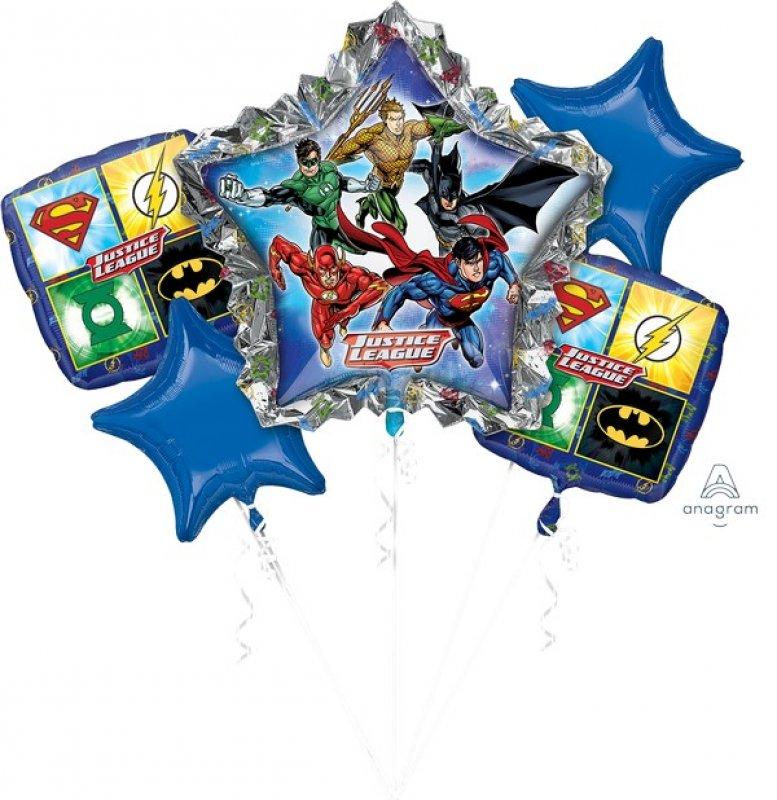 Balloon Bouquet Justice League Birthday Pk/5 - Discontinued Line