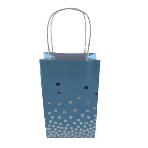 Party Loot Bag Paper Blue With Silver Dots Pk/5