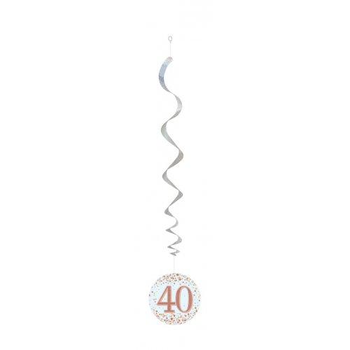 Hanging Swirls 40th Birthday Sparkling Fizz Rose Gold Pk/6