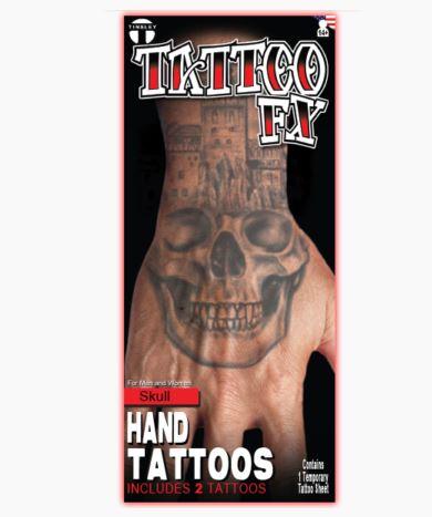 Temporary Tattoo Fx Hand Skull Tinsely Includes 2 Tattoos