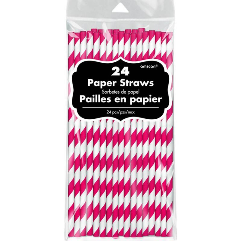 Straws Paper Red Swirl Pk/24