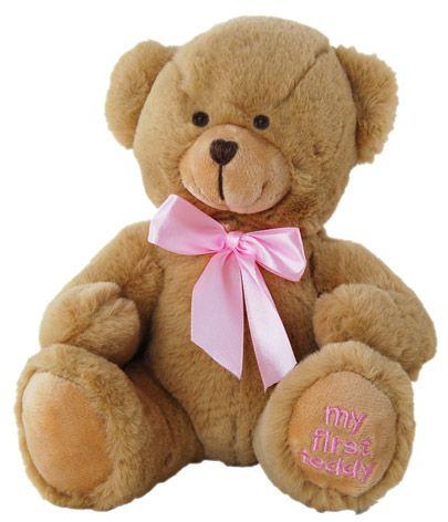 Teddy Bear 21cm Brown With Pink Ribbon My First Teddy
