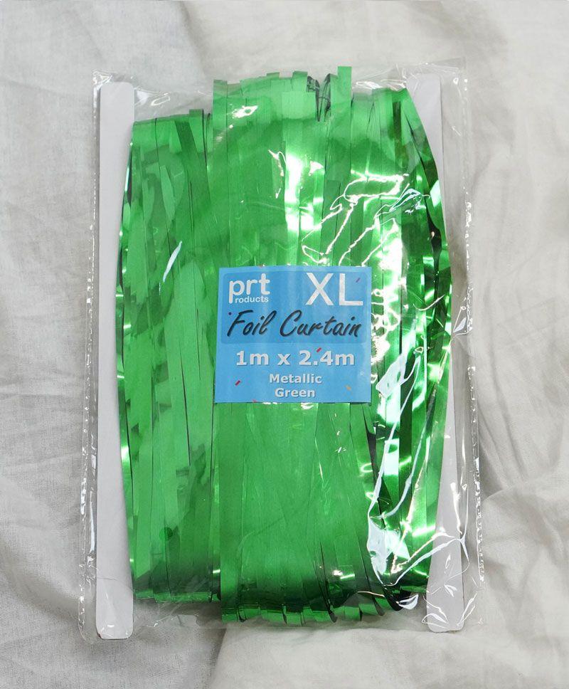 Curtain Satin Metallic Green Mylar Extra Large 1m X 2.4m