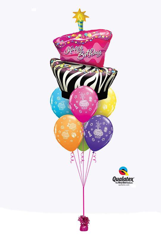 Balloon Bouquet Birthday Cake Surprise