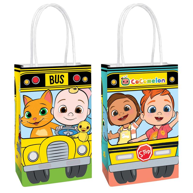 Cocomelon Paper Kraft Bags Pk/8 12cm X 20cm X 8cm