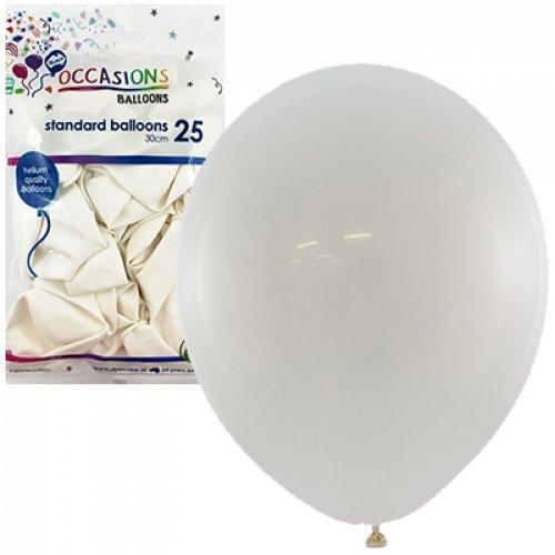 Latex Balloons White 30cm Occasions Budget Pk/25
