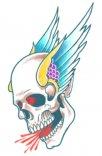 Temporary Tattoo Winged Skull Biker