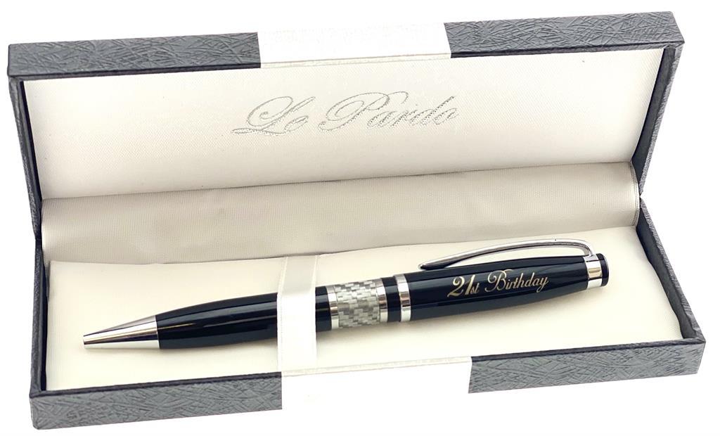 Gift Pen 21st Birthday Deluxe Black And Silver Twenty-One  Last Chance Buy
