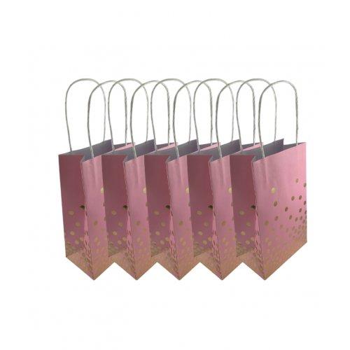 Party Loot Bag Paper Pink With Gold Dots Pk/5