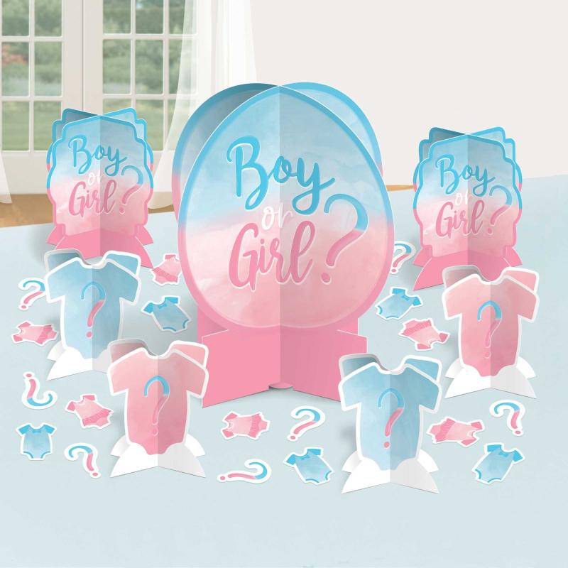 Girl Or Boy? Table Decorating Kit The Big Gender Reveal 27 Pieces