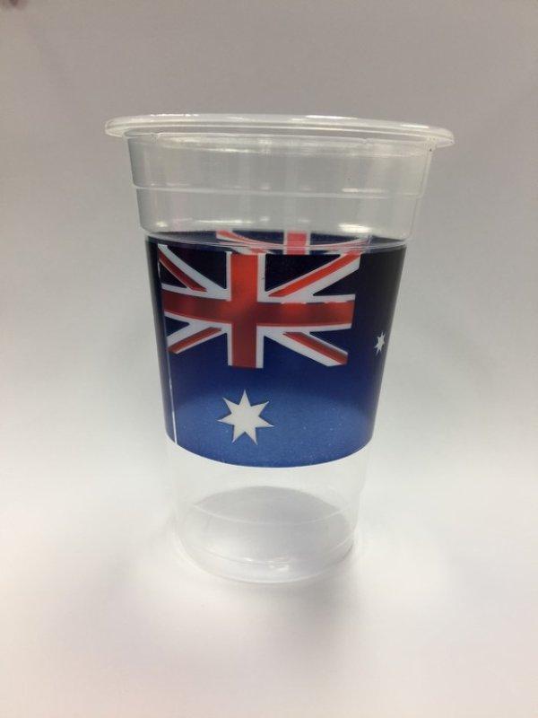 Cup Plastic Australian Flag 473ml Pk/8