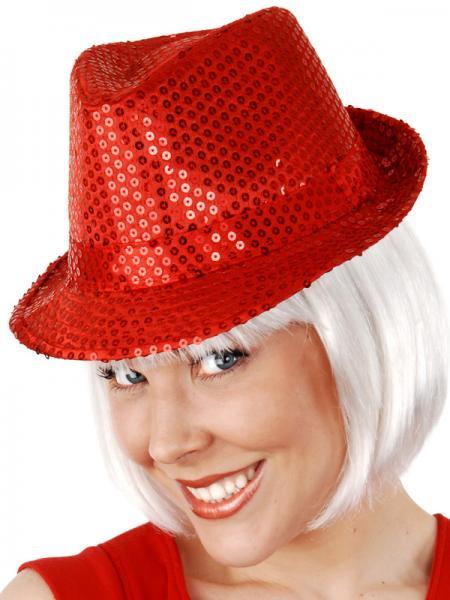 Hat Trilby Fedora Sequin Red