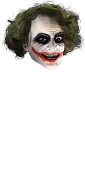 The Joker 3/4  Mask With Hair Adult Deluxe