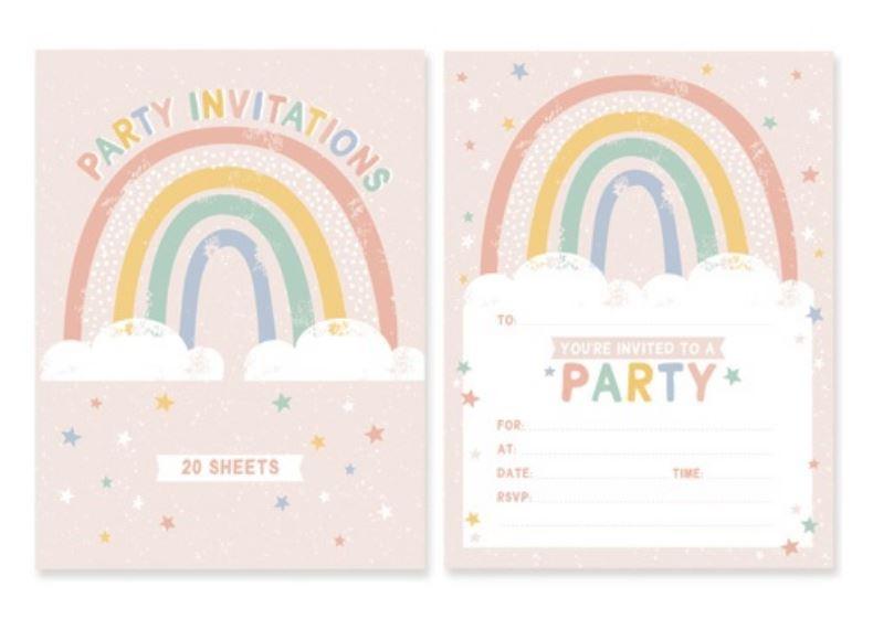 Party Invitation 20 Sheet Pad Boho Rainbow