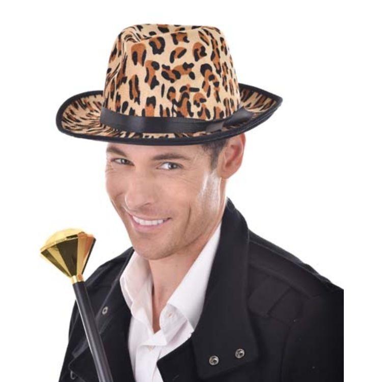 Hat Gangster Pimp Fedora Leopard Skin Print