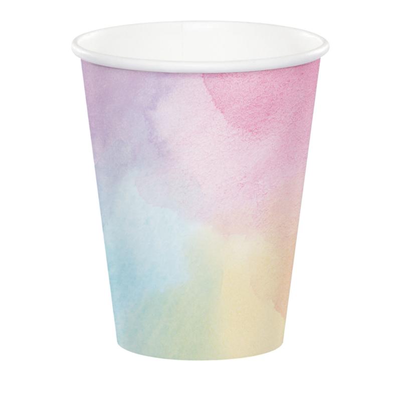 Cups Paper Pastel Pk/8 266ml