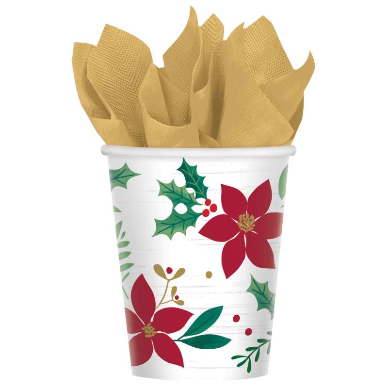 Cups Christmas Wishes Paper 266ml Pk/8