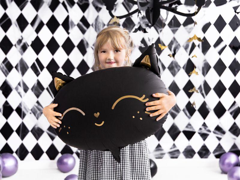 Balloon Foil Shape Black Cat With Gold Detail 48cm X 36cm