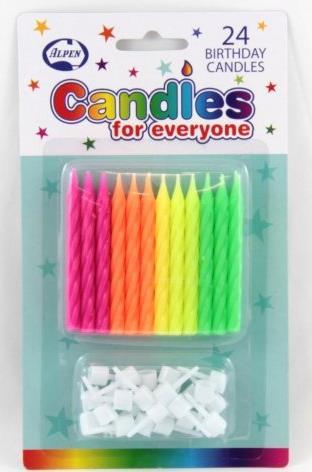 Candles Neon Pk/24 With Holders