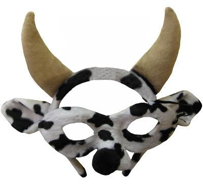 Animal Costume Headband Mask & Set Cow/Bull Black/White
