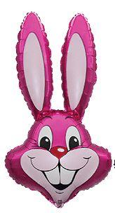 Balloon Foil Bunny Rabbit Head Fuschia 89cm