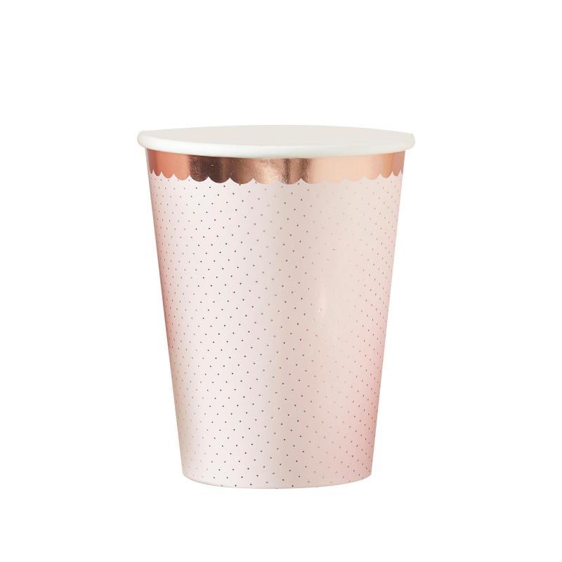 Ditsy Floral Paper Cups Polka Dot Rose Gold Pk/8