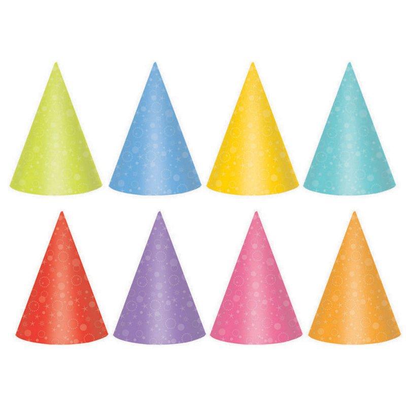 Party Cone Hats 17cm Bright Pk/24 Assorted Colours