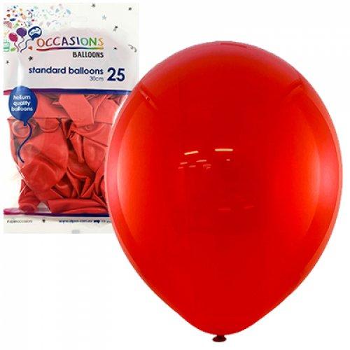 Latex Balloons Red 30cm Occasions Budget Pk/25