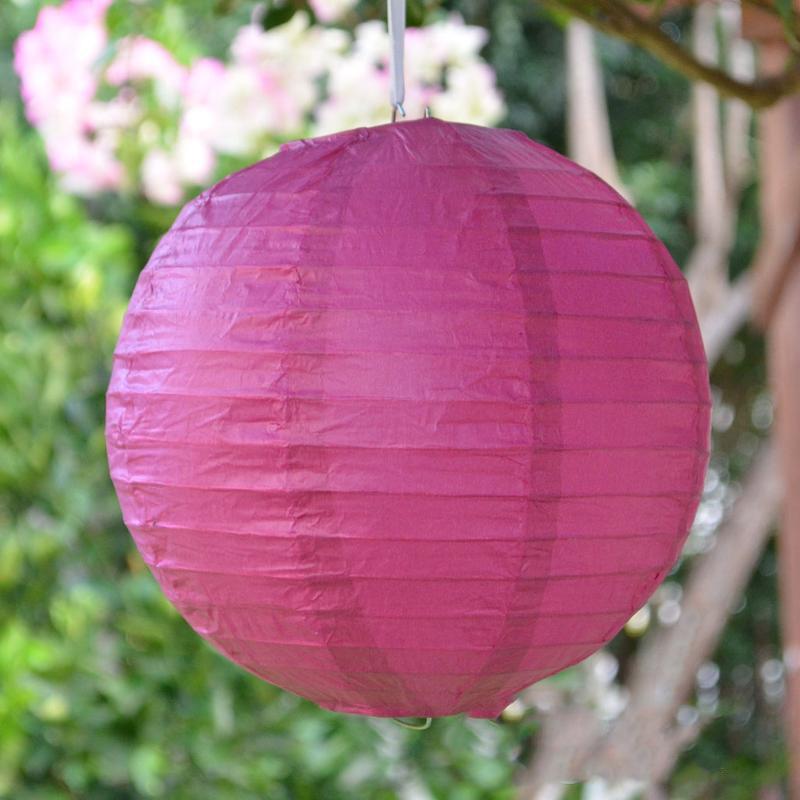 Lantern 20cm Magenta Pink Round Paper