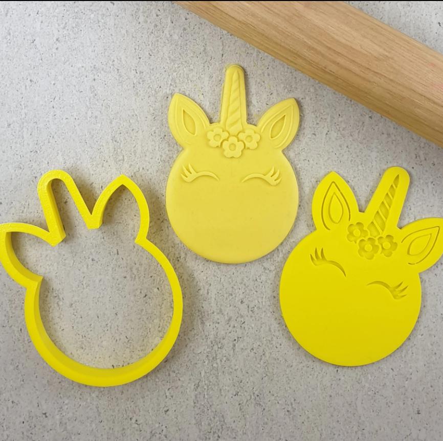 Unicorn Cookie/Biscuit Debosser & Cutter Set