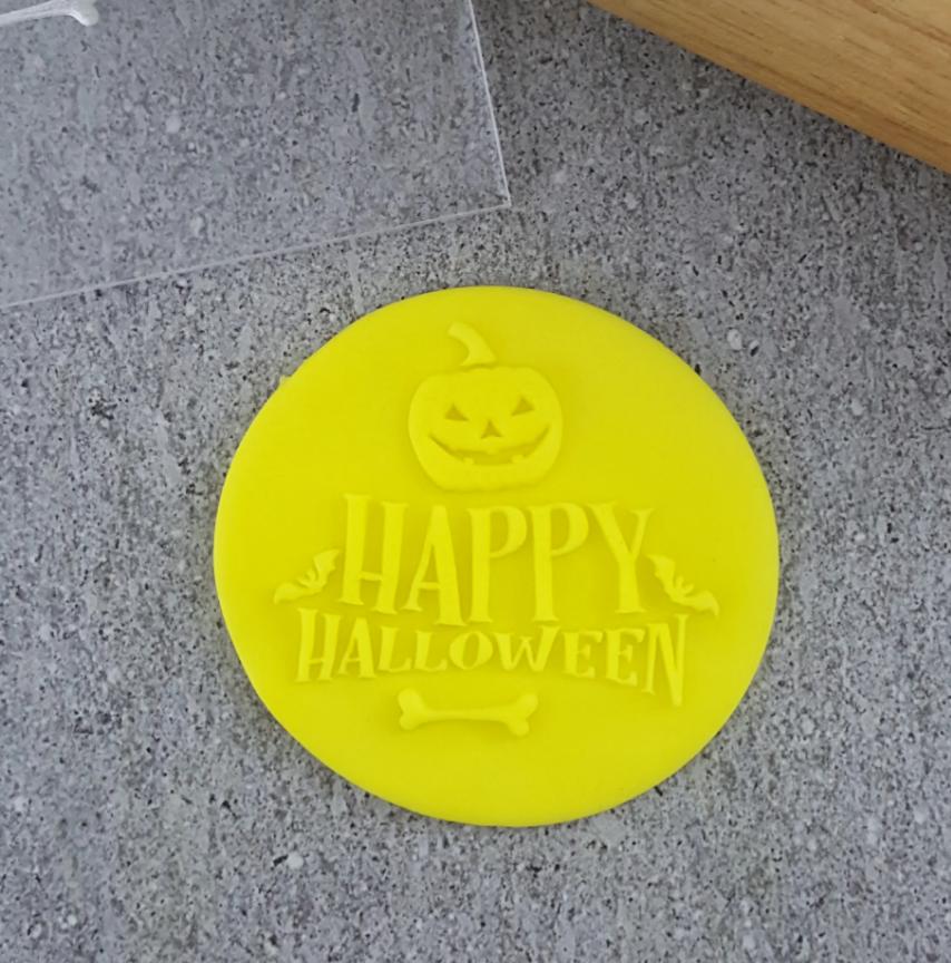 Happy Halloween Cookie/Biscuit Debosser Cutter