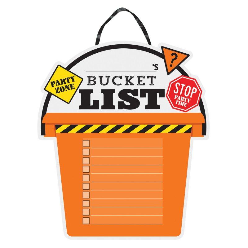 Over The Hill Construction Bucket List Standing Sign Cardboard 33cm X 38cm