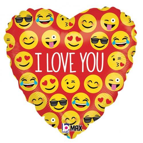 Balloon Foil 45cm Emoji Love Heart I Love You