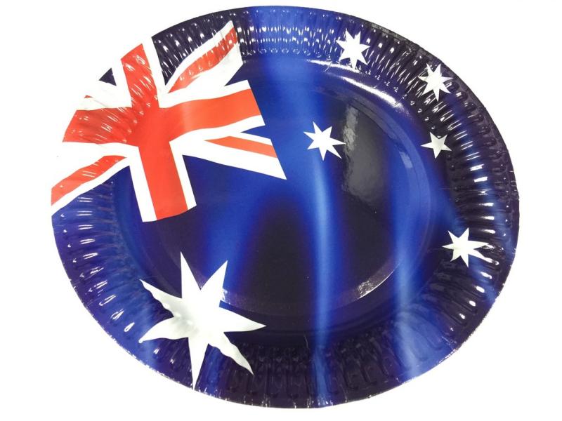 Plate Australian Flag Round Paper 23cm Pk/8