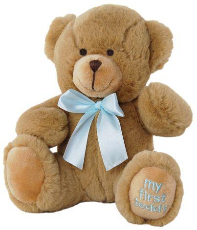 Teddy Bear 21cm Brown With Blue Ribbon My First Teddy