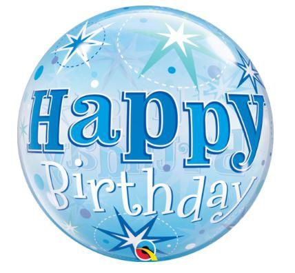 Balloon Bubble 56cm Happy Birthday Blue  Last Chance Buy