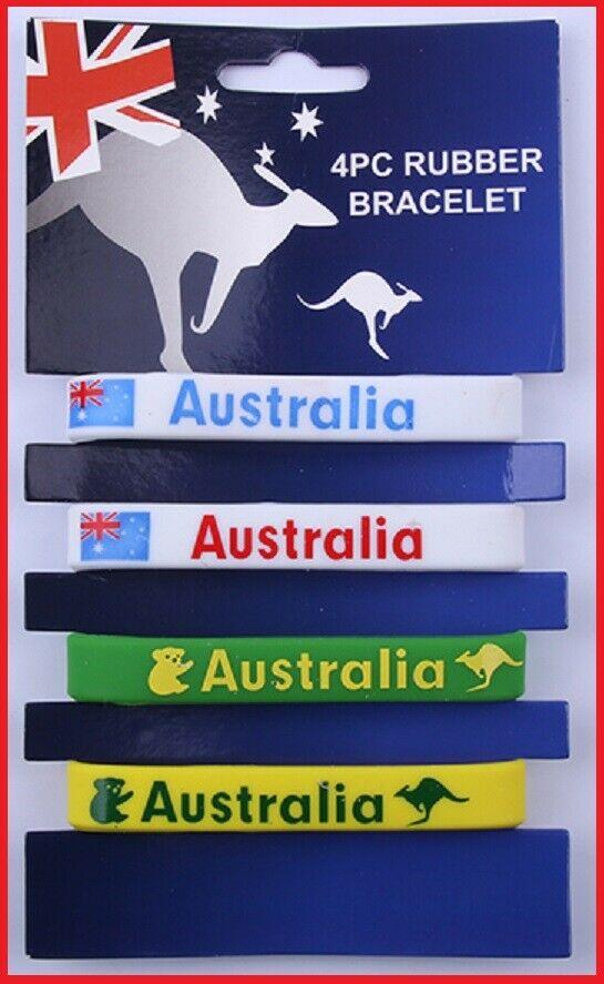 Australia Rubber Bracelets Pk/4 Assorted Styles