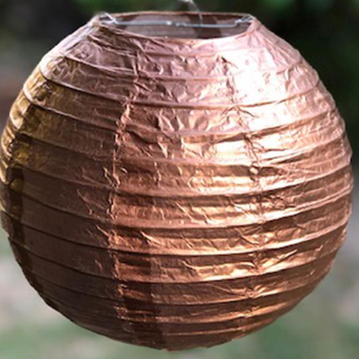 Lantern 35cm Metallic Rose Gold Round Paper