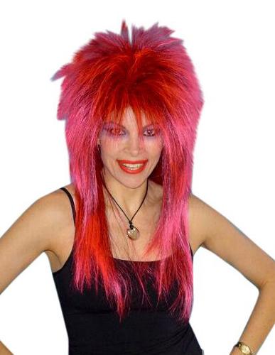 Wig Spiky Punk Vamp Pink & Black 1980s
