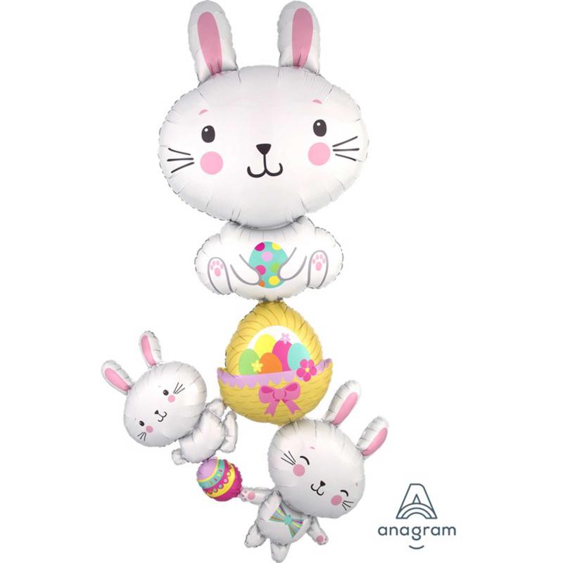 Balloon Foil Shape Bunny Stacker 88cm X 154cm Giant Multi Balloon