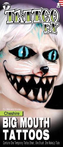 Temporary Tattoo Big Mouth Cheshire Cat Kit Also Includes 1 Paint &  Brush