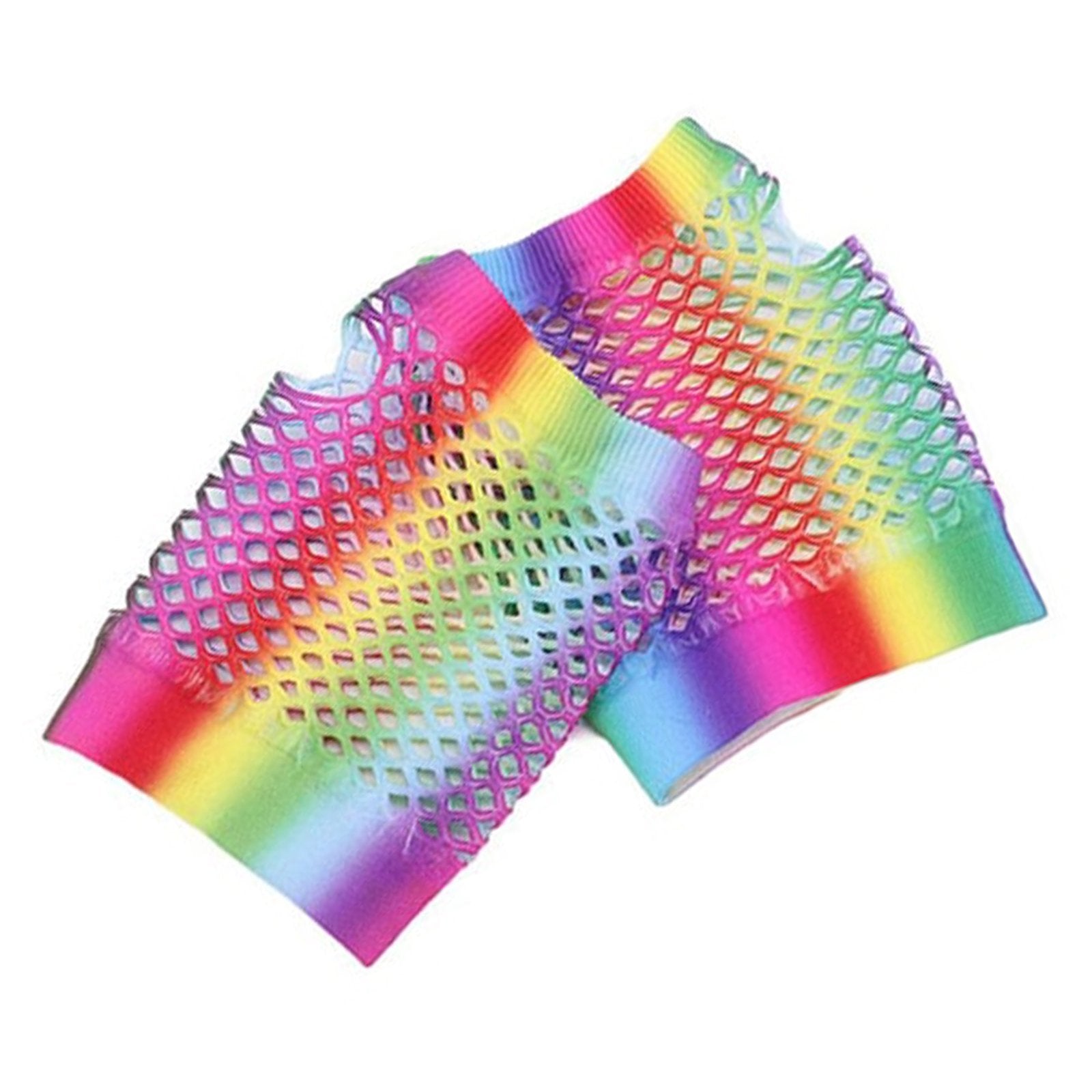 Gloves Fishnet Fingerless Rainbow