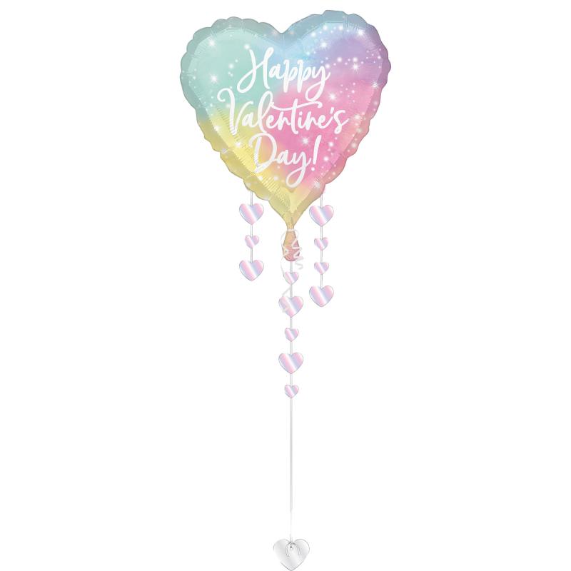 Balloons Foil Shape Happy Valentines Day 81cm X 266cm Drop A Line Pastel
