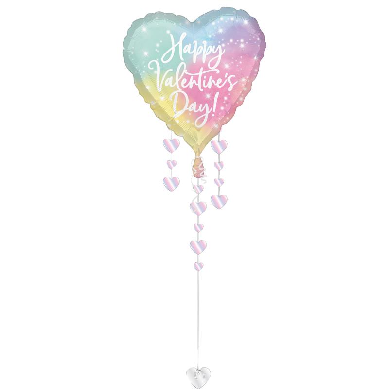 Balloons Foil Shape Happy Valentines Day 81cm X 266cm Drop A Line Pastel