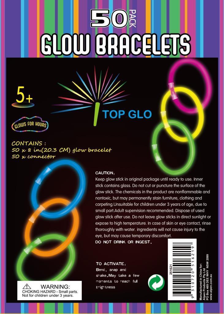 Glow In The Dark Glow Bracelet 20cm Pk/50
