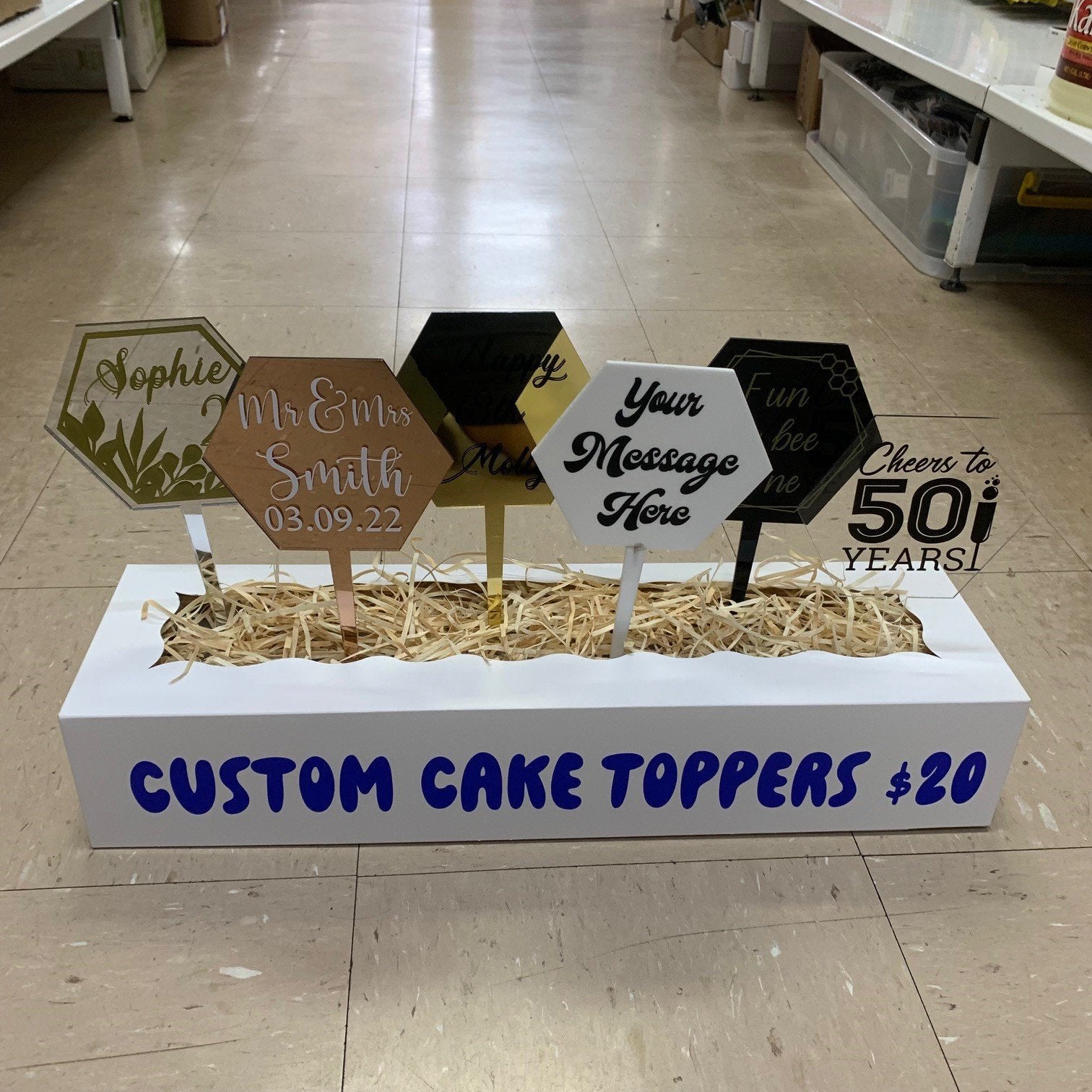 Cake Topper Hexagonal Blank Acrylic White