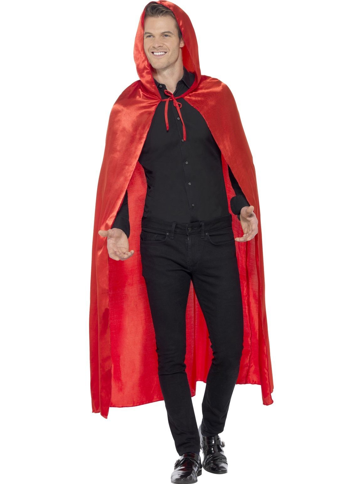 Cape Long Red Hooded Satin