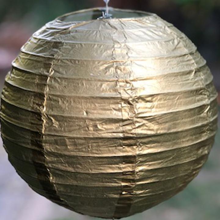 Lantern 35cm Gold Metallic Round Paper
